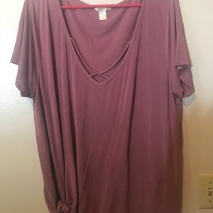 Plum top with cross cross straps